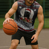 Black Cat Run On Coffee Sleeveless Hoodie Xmas Holiday Patterns - Wonder Print Shop