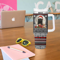 Black Cat Run On Coffee Tumbler With Handle Xmas Holiday Patterns - Wonder Print Shop