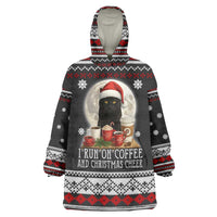 Black Cat Run On Coffee Wearable Blanket Hoodie Xmas Holiday Patterns - Wonder Print Shop