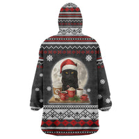 Black Cat Run On Coffee Wearable Blanket Hoodie Xmas Holiday Patterns - Wonder Print Shop