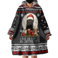 Black Cat Run On Coffee Wearable Blanket Hoodie Xmas Holiday Patterns - Wonder Print Shop
