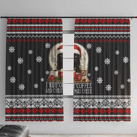 Black Cat Run On Coffee Window Curtain Xmas Holiday Patterns - Wonder Print Shop