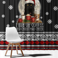 Black Cat Run On Coffee Window Curtain Xmas Holiday Patterns - Wonder Print Shop