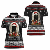 Black Cat Run On Coffee Women Polo Shirt Xmas Holiday Patterns - Wonder Print Shop