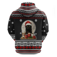Black Cat Run On Coffee Zip Hoodie Xmas Holiday Patterns - Wonder Print Shop