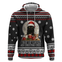 Black Cat Run On Coffee Zip Hoodie Xmas Holiday Patterns - Wonder Print Shop