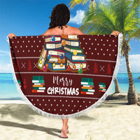 Book Pine Merry Christmas Beach Blanket Xmas Holiday Patterns - Wonder Print Shop