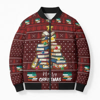 Book Pine Merry Christmas Bomber Puffer Jacket Xmas Holiday Patterns - Wonder Print Shop