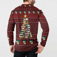 Book Pine Merry Christmas Button Sweatshirt Xmas Holiday Patterns - Wonder Print Shop