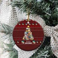 Book Pine Merry Christmas Ceramic Ornament Xmas Holiday Patterns - Wonder Print Shop