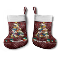 Book Pine Merry Christmas Stocking Xmas Holiday Patterns - Wonder Print Shop