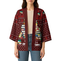 Book Pine Merry Christmas Kimono Xmas Holiday Patterns - Wonder Print Shop