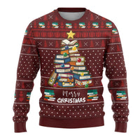 Book Pine Merry Christmas Ugly Christmas Sweater Xmas Holiday Patterns - Wonder Print Shop