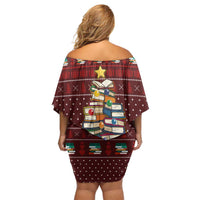 Book Pine Merry Christmas Off Shoulder Short Dress Xmas Holiday Patterns - Wonder Print Shop