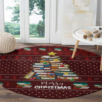 Book Pine Merry Christmas Round Carpet Xmas Holiday Patterns - Wonder Print Shop
