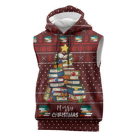 Book Pine Merry Christmas Sleeveless Hoodie Xmas Holiday Patterns - Wonder Print Shop