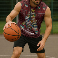 Book Pine Merry Christmas Sleeveless Hoodie Xmas Holiday Patterns - Wonder Print Shop