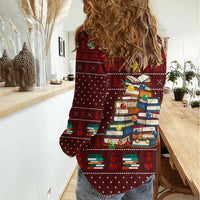Book Pine Merry Christmas Women Casual Shirt Xmas Holiday Patterns - Wonder Print Shop