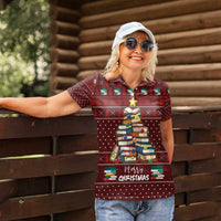 Book Pine Merry Christmas Women Polo Shirt Xmas Holiday Patterns - Wonder Print Shop