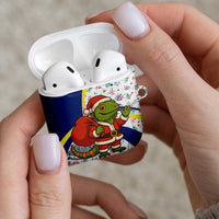 Curacao Christmas AirPods Case with Santa Lizard Crown Gifts Snowflakes and Holiday Icons Design - Wonder Print Shop