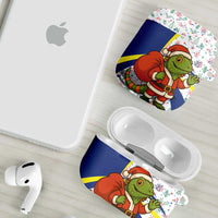 Curacao Christmas AirPods Case with Santa Lizard Crown Gifts Snowflakes and Holiday Icons Design - Wonder Print Shop