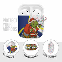 Curacao Christmas AirPods Case with Santa Lizard Crown Gifts Snowflakes and Holiday Icons Design - Wonder Print Shop