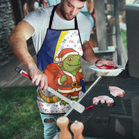 Curacao Christmas Apron with Santa Lizard Crown Gifts Snowflakes and Holiday Icons Design - Wonder Print Shop