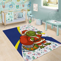 Curacao Christmas Area Rug with Santa Lizard Crown Gifts Snowflakes and Holiday Icons Design - Wonder Print Shop