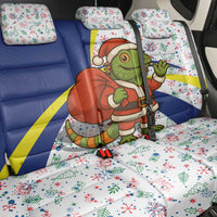 Curacao Christmas Back Car Seat Cover with Santa Lizard Crown Gifts Snowflakes and Holiday Icons Design - Wonder Print Shop