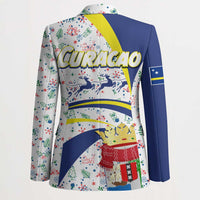 Curacao Christmas Blazer with Santa Lizard Crown Gifts Snowflakes and Holiday Icons Design - Wonder Print Shop
