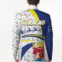 Curacao Christmas Blazer with Santa Lizard Crown Gifts Snowflakes and Holiday Icons Design - Wonder Print Shop
