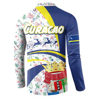 Curacao Christmas Button Sweatshirt with Santa Lizard Crown Gifts Snowflakes and Holiday Icons Design - Wonder Print Shop