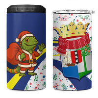 Curacao Christmas 4 in 1 Can Cooler Tumbler with Santa Lizard Crown Gifts Snowflakes and Holiday Icons Design - Wonder Print Shop