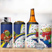 Curacao Christmas 4 in 1 Can Cooler Tumbler with Santa Lizard Crown Gifts Snowflakes and Holiday Icons Design - Wonder Print Shop