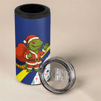Curacao Christmas 4 in 1 Can Cooler Tumbler with Santa Lizard Crown Gifts Snowflakes and Holiday Icons Design - Wonder Print Shop
