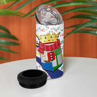 Curacao Christmas 4 in 1 Can Cooler Tumbler with Santa Lizard Crown Gifts Snowflakes and Holiday Icons Design - Wonder Print Shop