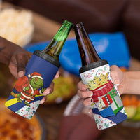 Curacao Christmas 4 in 1 Can Cooler Tumbler with Santa Lizard Crown Gifts Snowflakes and Holiday Icons Design - Wonder Print Shop