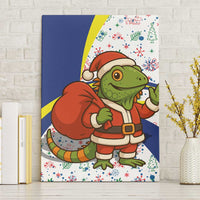 Curacao Christmas Canvas Wall Art with Santa Lizard Crown Gifts Snowflakes and Holiday Icons Design - Wonder Print Shop