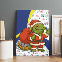 Curacao Christmas Canvas Wall Art with Santa Lizard Crown Gifts Snowflakes and Holiday Icons Design - Wonder Print Shop