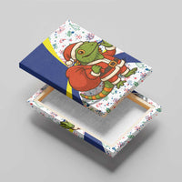 Curacao Christmas Canvas Wall Art with Santa Lizard Crown Gifts Snowflakes and Holiday Icons Design - Wonder Print Shop