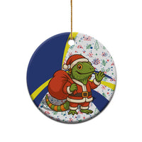 Curacao Christmas Ceramic Ornament with Santa Lizard Crown Gifts Snowflakes and Holiday Icons Design - Wonder Print Shop