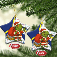 Curacao Christmas Ceramic Ornament with Santa Lizard Crown Gifts Snowflakes and Holiday Icons Design - Wonder Print Shop