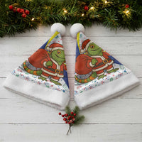 Curacao Christmas Santa Hat with Santa Lizard Crown Gifts Snowflakes and Holiday Icons Design - Wonder Print Shop