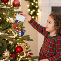 Curacao Christmas Stocking with Santa Lizard Crown Gifts Snowflakes and Holiday Icons Design - Wonder Print Shop