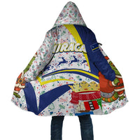 Curacao Christmas Cloak with Santa Lizard Crown Gifts Snowflakes and Holiday Icons Design - Wonder Print Shop