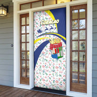 Curacao Christmas Door Cover with Santa Lizard Crown Gifts Snowflakes and Holiday Icons Design - Wonder Print Shop