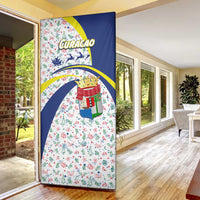 Curacao Christmas Door Cover with Santa Lizard Crown Gifts Snowflakes and Holiday Icons Design - Wonder Print Shop