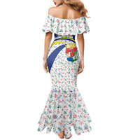 Curacao Christmas Family Matching Mermaid Dress and Hawaiian Shirt with Santa Lizard Crown Gifts Snowflakes and Holiday Icons Design - Wonder Print Shop
