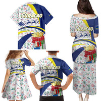 Curacao Christmas Family Matching Puletasi and Hawaiian Shirt with Santa Lizard Crown Gifts Snowflakes and Holiday Icons Design - Wonder Print Shop