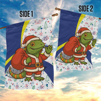 Curacao Christmas Garden Flag with Santa Lizard Crown Gifts Snowflakes and Holiday Icons Design - Wonder Print Shop